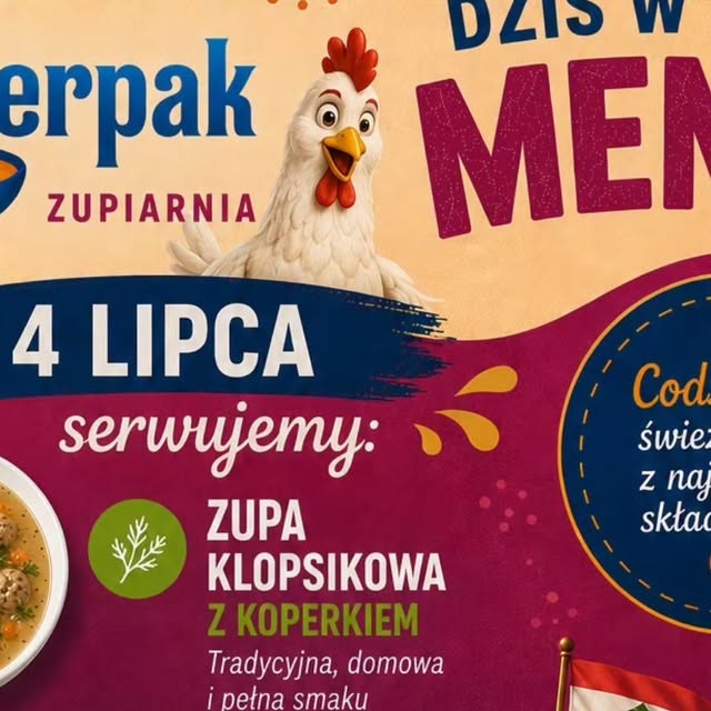 Kolorowa grafika dziennego menu Czerpaka