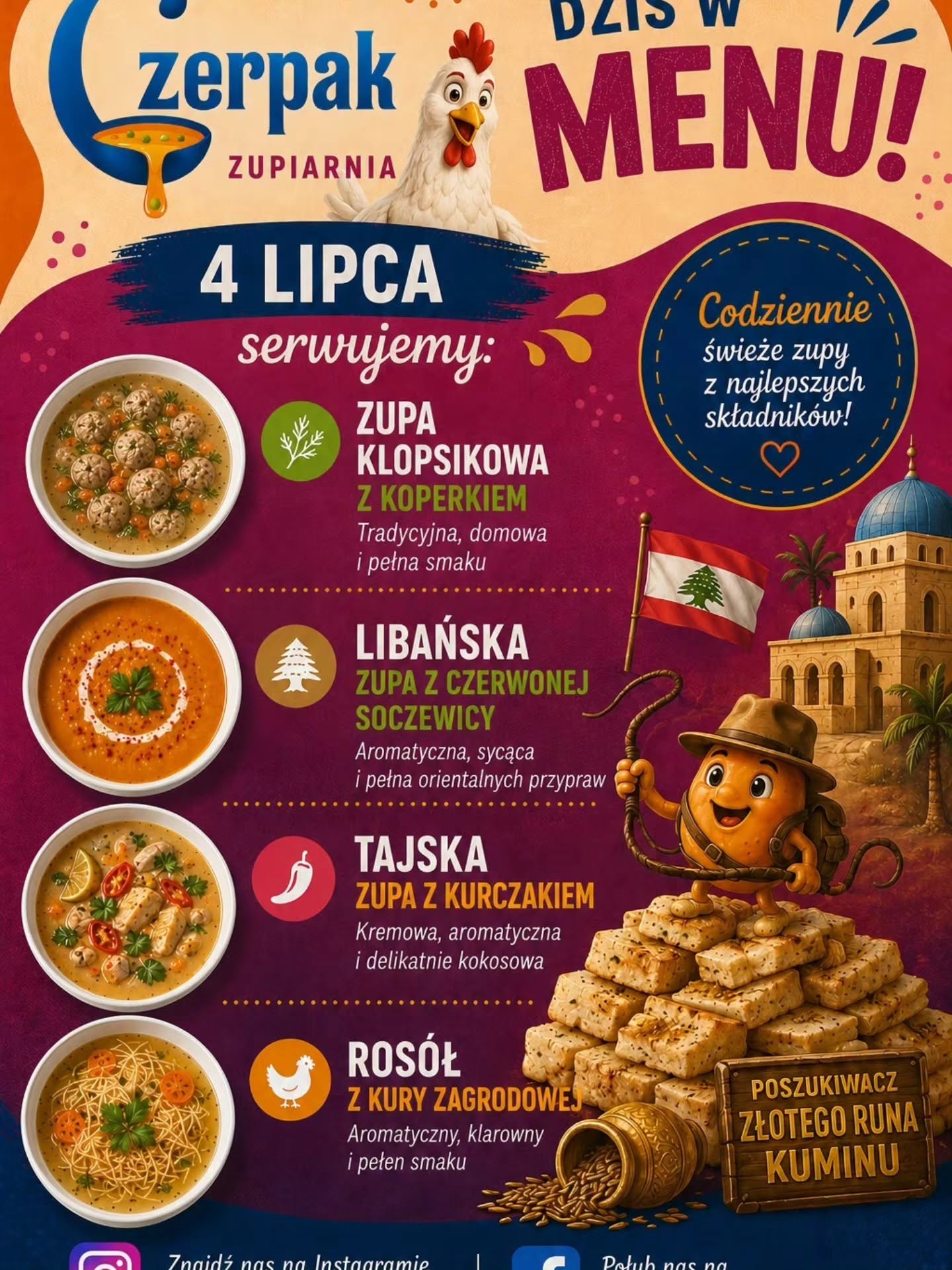 Przykładowe menu Czerpaka z 4 lipca